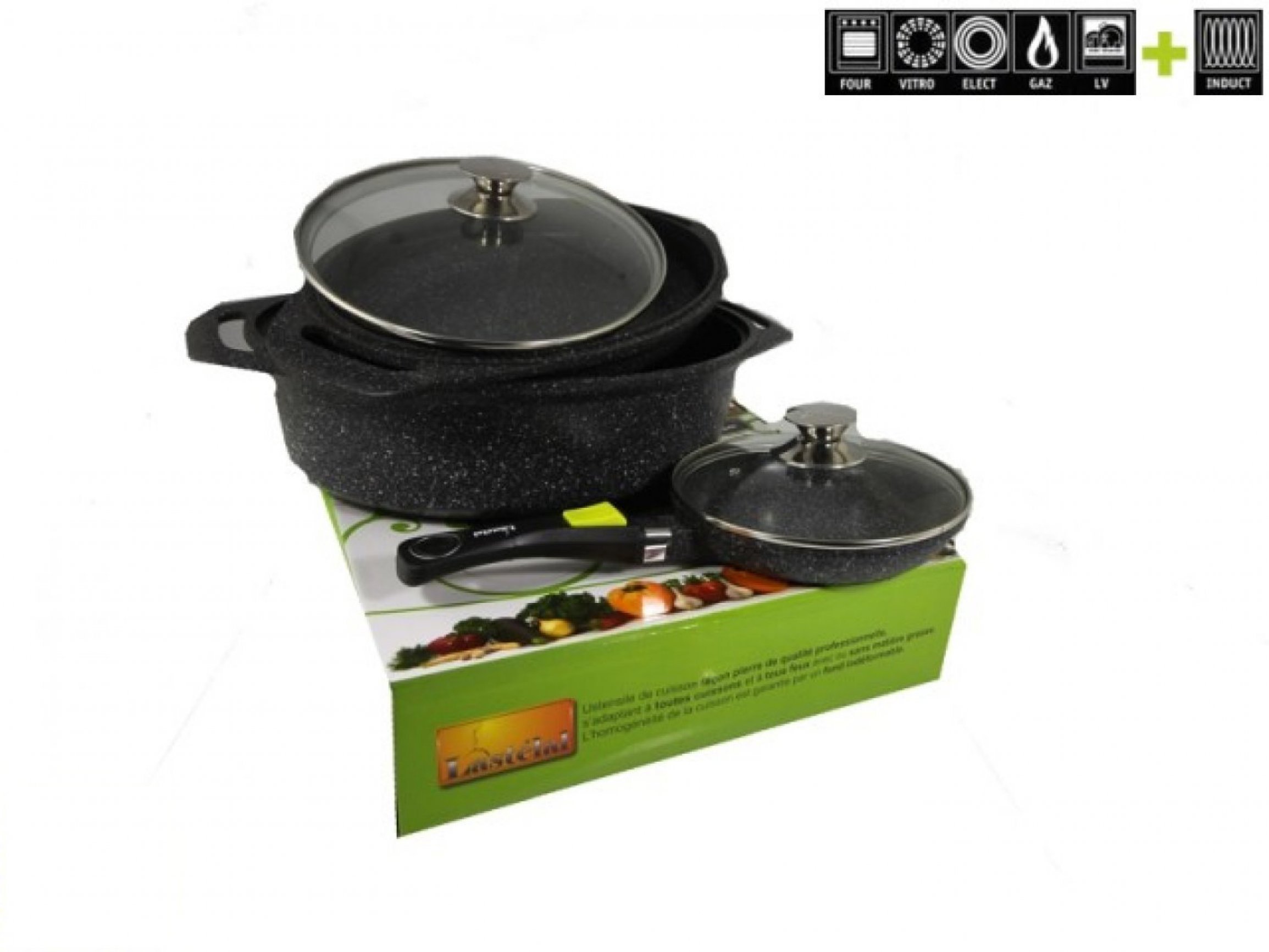 Cocotte Ovale 3 pièces + 1 Poêle 20 cm avec couvercle